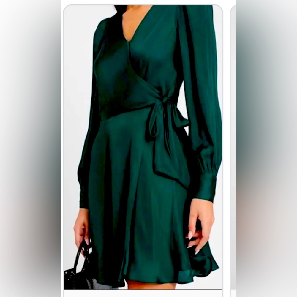 Emerald Green Satin Banana Republic Wrap Dress